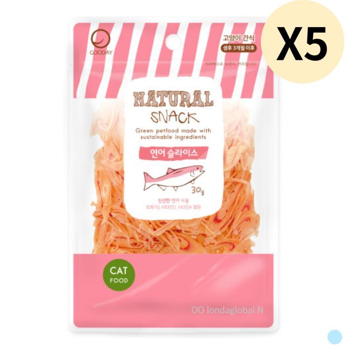(주)ASUKU 굿데이 네츄럴스낵 고양이 간식 추천 연어슬라이스 X5