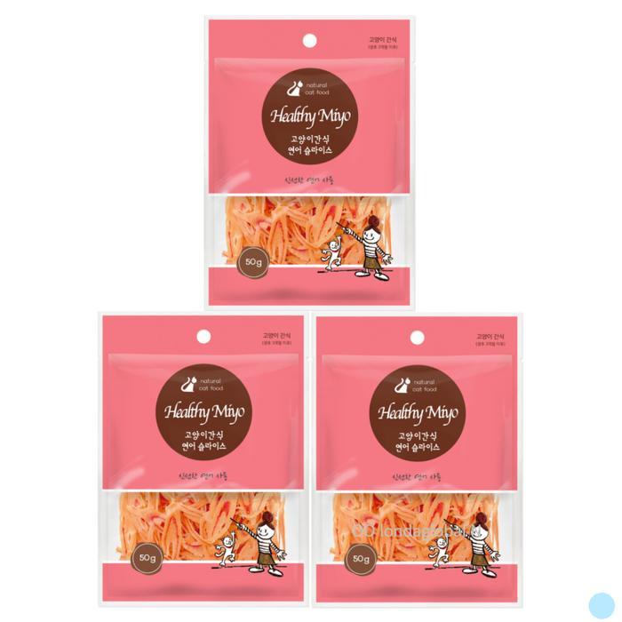 (주)ASUKU 네츄럴랩 헬씨미요 고양이 간식 추천 연어슬라이스 X3