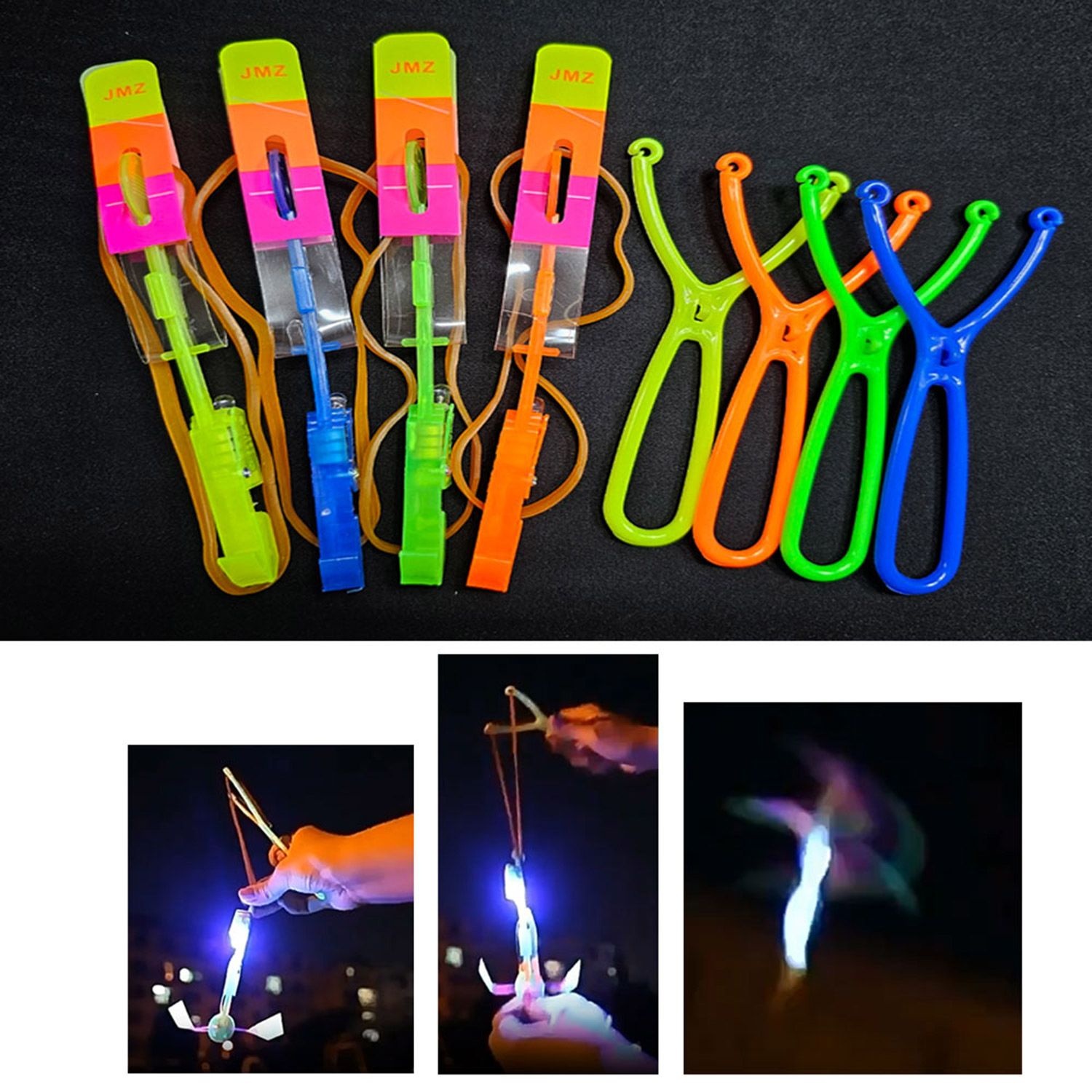 파피앙 LED 새총프로펠라 새총통 불빛낙하산-(7개-1set)(색상램덤) 완구 장난감 플라잉