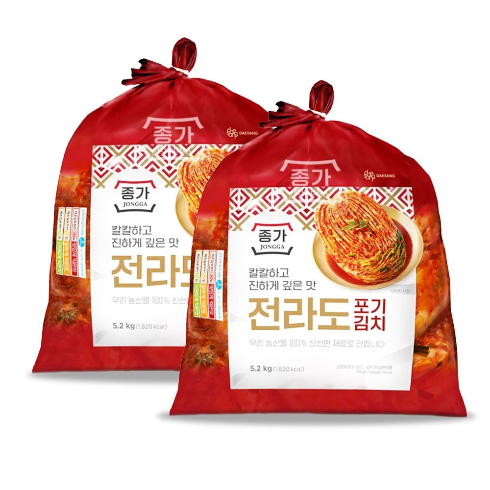 종가집 전라도식 포기김치 10.4kg 종갓집 전라도식 배추김치 홈쇼핑구성 (5.2kg X 2)