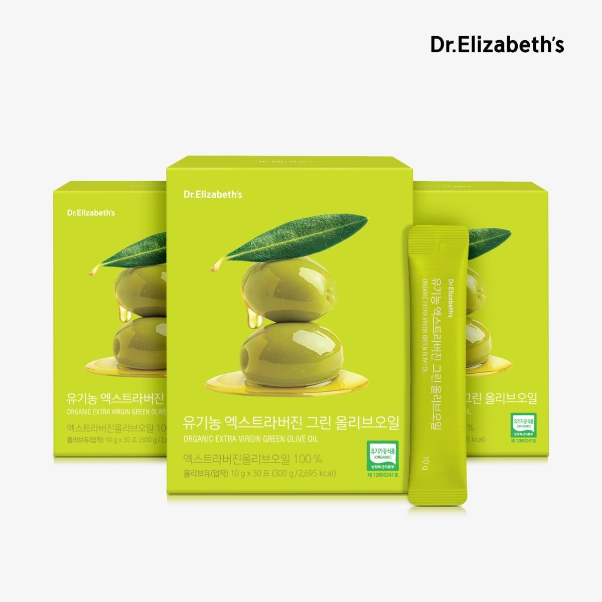 나우푸드 닥터엘리자베스 유기농 엑스트라버진 그린 올리브오일 30포 3박스
