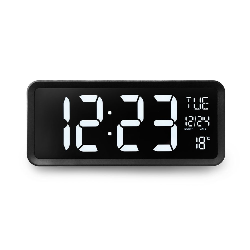 OWC 빅디짓 화이트 LED 디지털 시계, 블랙, 37cm, OT874BK
