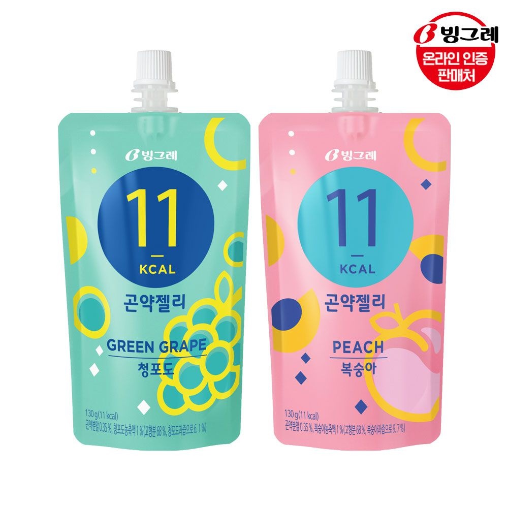 빙그레 11kcal 곤약젤리 130gx30개 (청포도/복숭아)