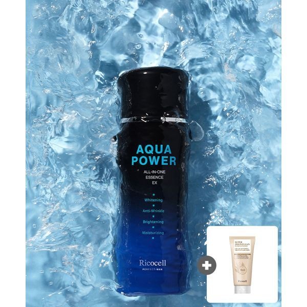 매장정품 RICOCELL 리코셀 퍼펙트 맨 아쿠아 파워 올인원 에센스 EX 2개+리코셀 병풀&약쑥 슈퍼 딥 클린 폼 클렌저 120