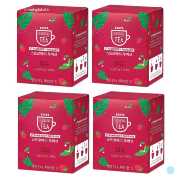 이디야 블렌딩티 티백 차 스트로베리 루바브 10T 4팩