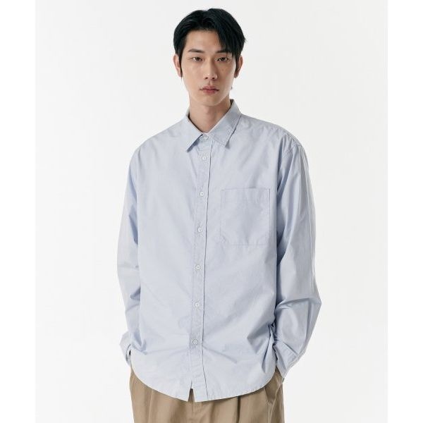 <매장정품> 무신사 스탠다드 MUSINSA STANDARD 릴렉스드 워시드 포플린 셔츠 [스카이 블루] MMDSH102-SB 338083