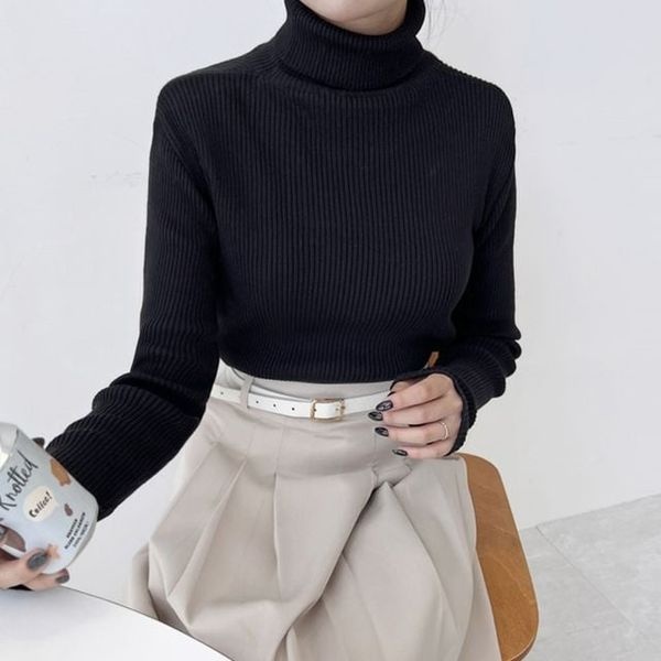 [알티피아][하프클럽]노멀 데일리 룩걸 골패턴 시즌 터틀넥 니트탑