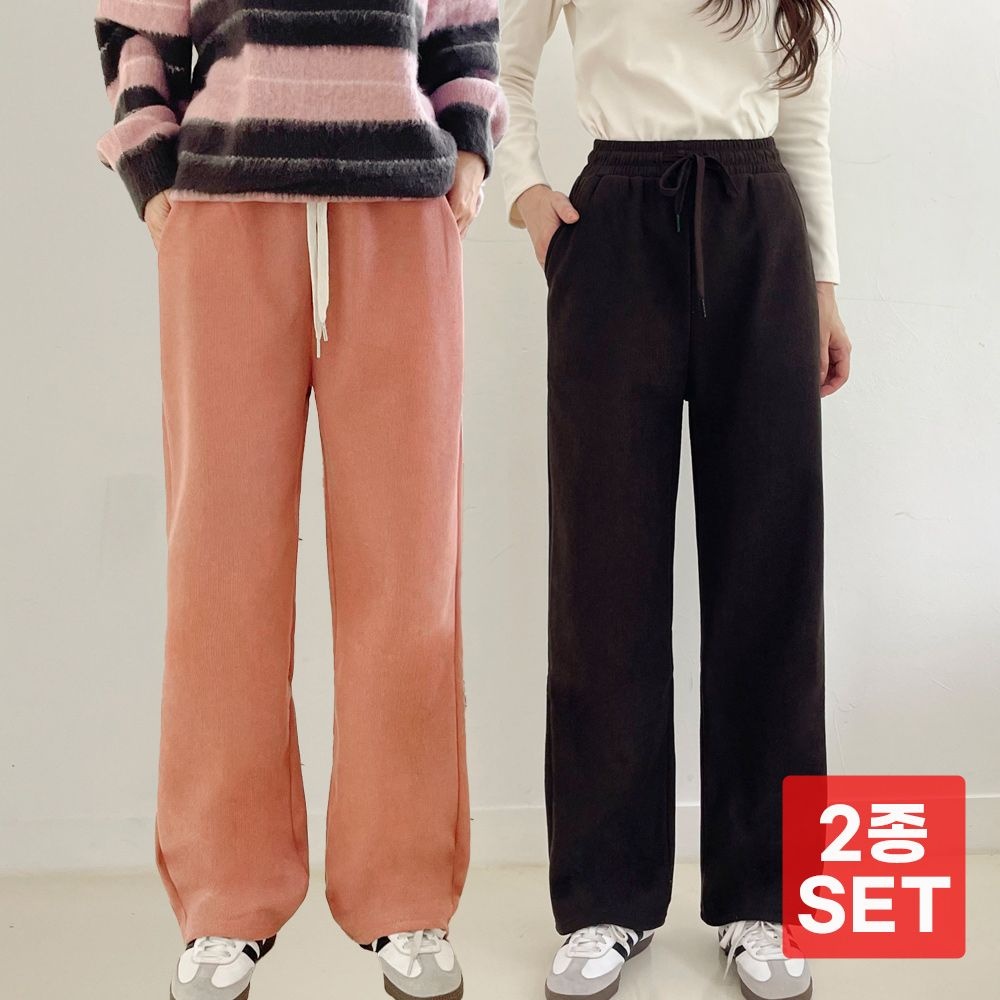 [SINOKOR][딜크릿] 1+1 남여공용 기모 코듀로이 골덴 밴딩 팬츠 B24P403 : 롯데ON