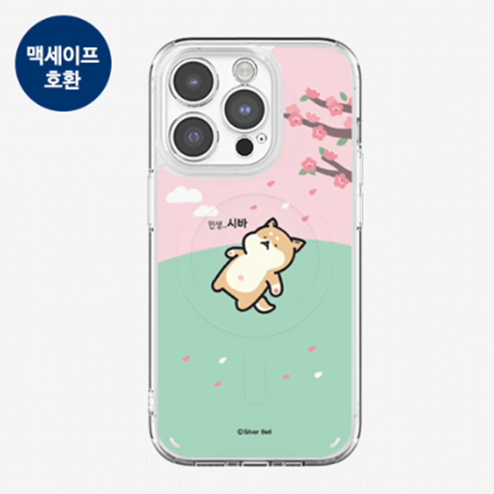 갤럭시S25 갤럭시S시리즈 실버벨 귀염뽀짝 나들이시바 클리어 렌즈가드 마그네틱 젤하드 케이스 tc