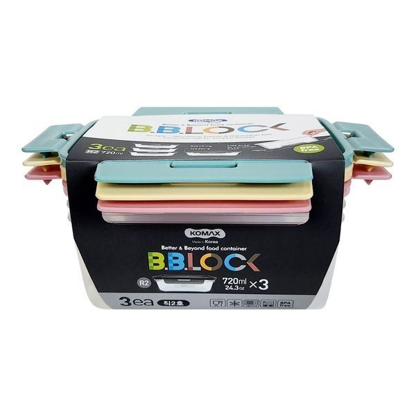 알티피아 [하프클럽]비비락 파스텔 간편용기 직사각 2호(720mlX3개입)