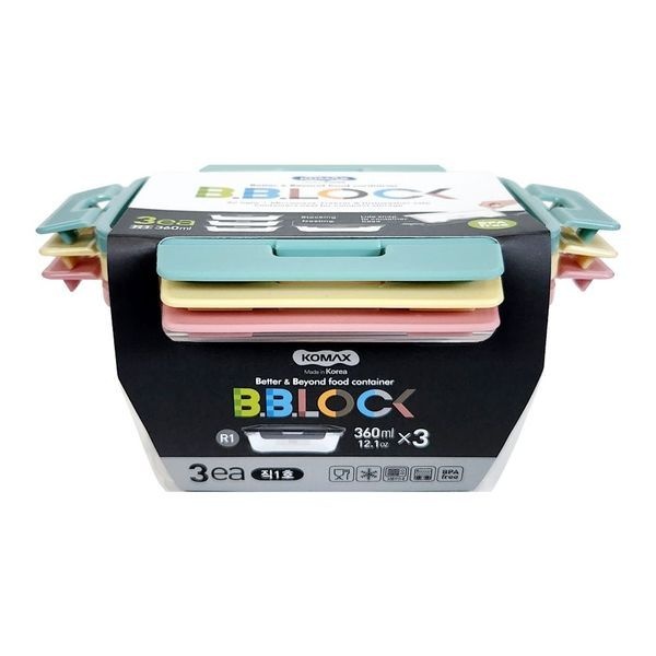 알티피아 [하프클럽]비비락 파스텔 간편용기 직사각 1호(360mlX3개입)