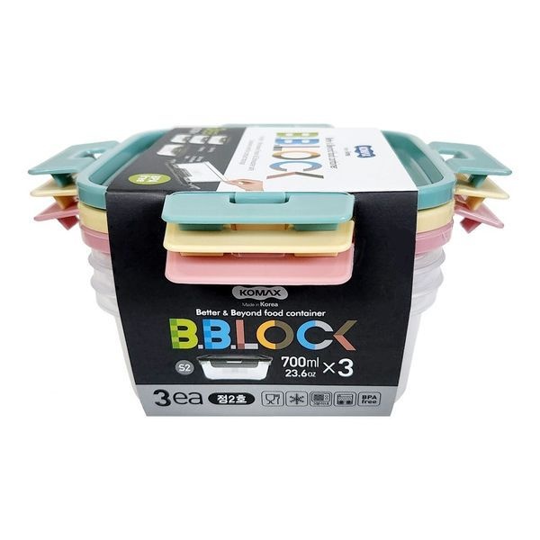 알티피아 [하프클럽]비비락 파스텔 간편용기 정사각 2호(700mlX3개입)