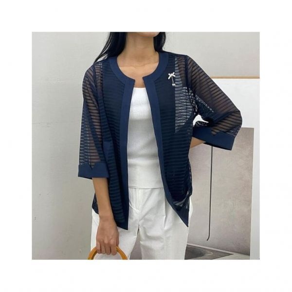 아트박스/옷자락 여자 썸머 시스루 줄지 메쉬 7부 자켓742133