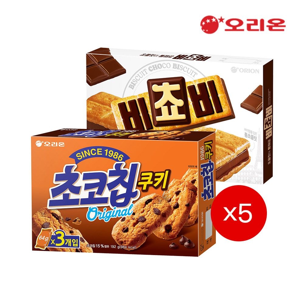 [롯데온] 오리온 비쵸비(125g) 5개 + 초코칩쿠키(192g) 5개