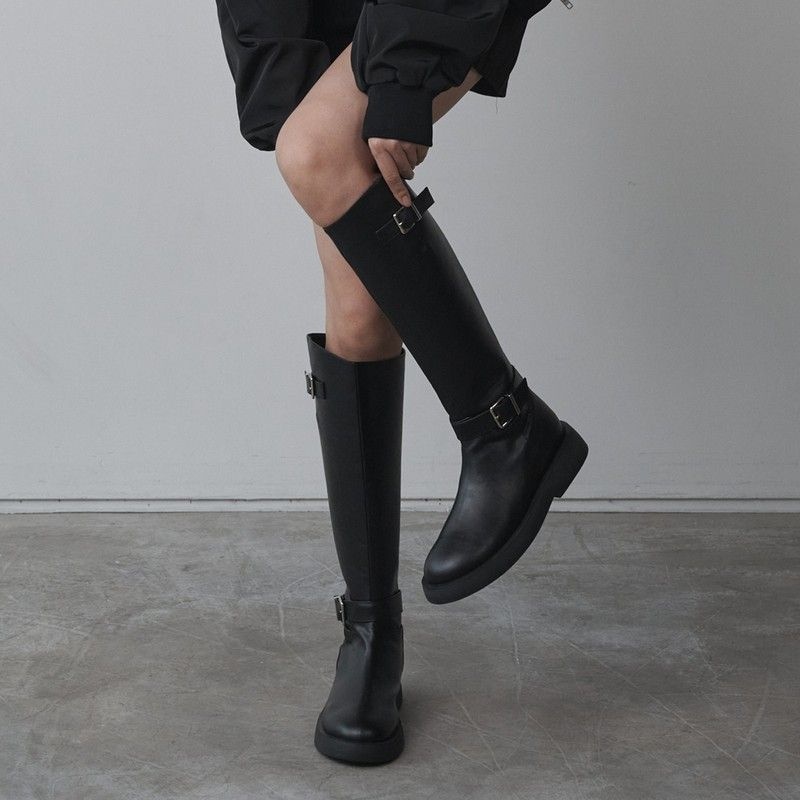 솔트앤초콜릿 이주빈 라운드 토 라이더 플랫 롱부츠 412348002 3.5cm2colors 1047374