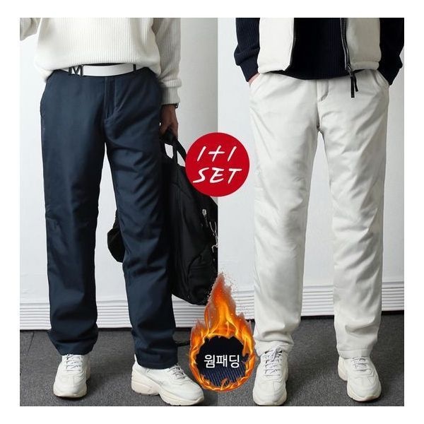 프랭키뉴욕1+ 1 남성 패딩 바지 겨울 방한 등산 골프 남자 솜 작업복 방한복 옆밴딩 두꺼운 팬츠 662888