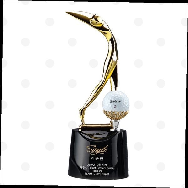 골프 트로피 시상용 상패 골드 메탈 싱글 어워드 기념품 우승 시상식 골프볼 장식 받침대 포함