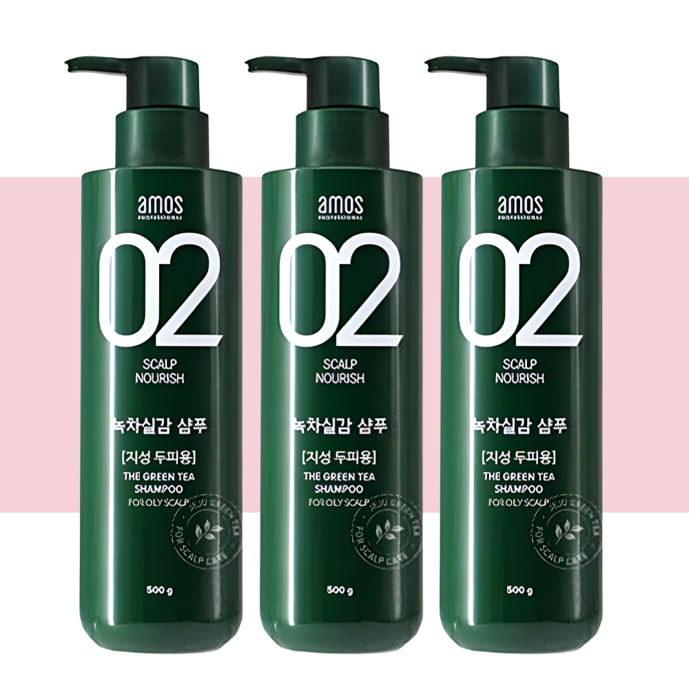 녹차실감 아모스 지성샴푸 탈모 지성용 샴푸 500gX3개
