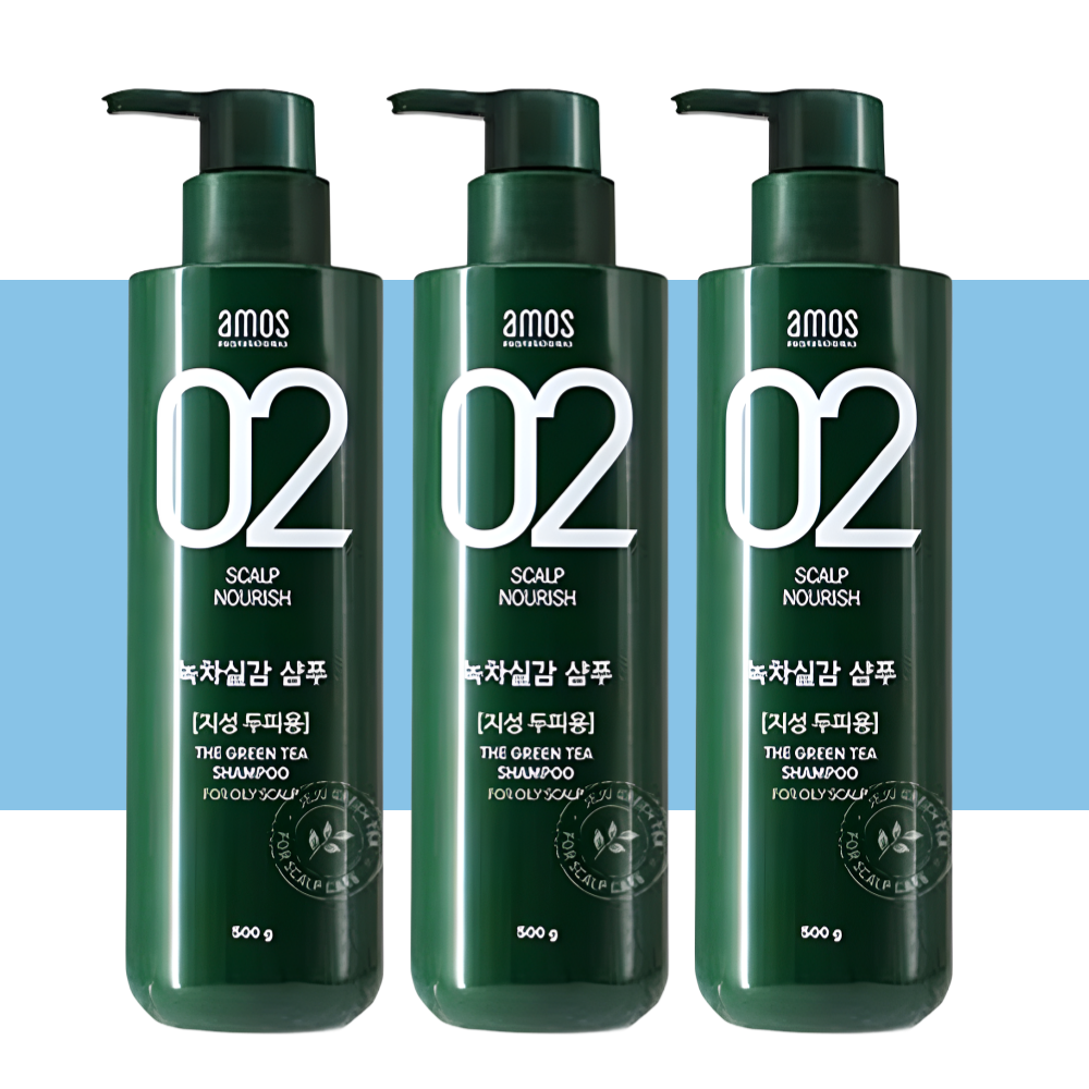 아모스 녹차실감  지성샴푸 탈모 샴푸 지성용 500gX3박스