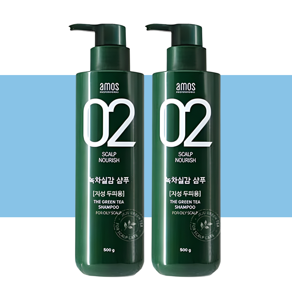 아모스 녹차실감  지성샴푸 탈모 샴푸 지성용 500gX2박스