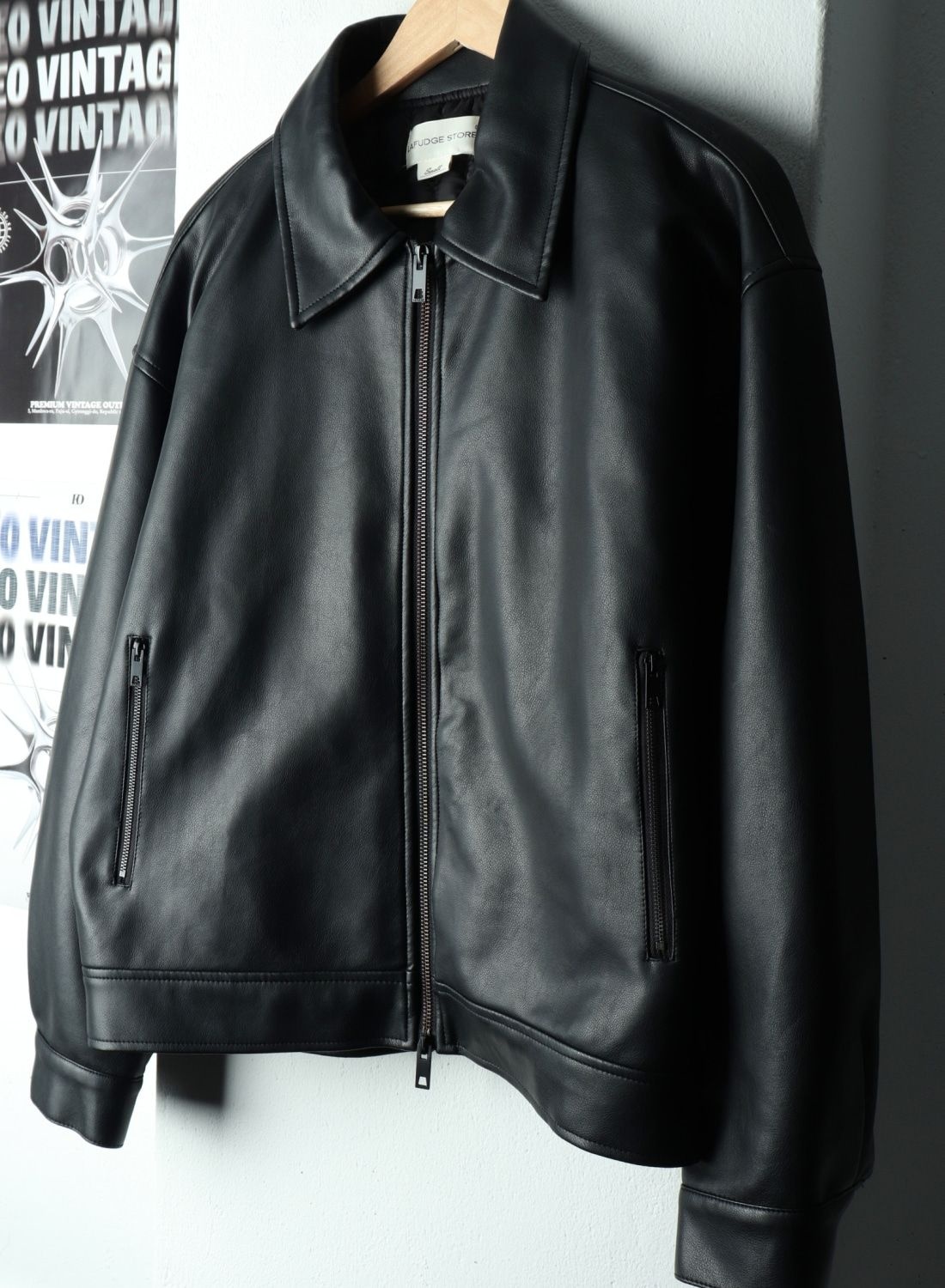 빈티지 (S)라퍼지스토어 집업 바람막이 점퍼자켓 투웨이 레더 누빔 따뜻47