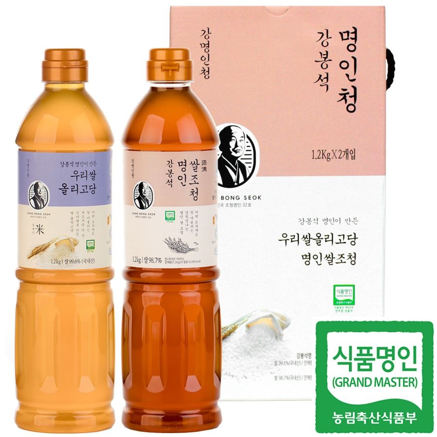 [오늘출발] 명인 쌀조청+올리고당 1.2kgx2개/조청 올리고당 세트/국내산 쌀/가정용 선물용