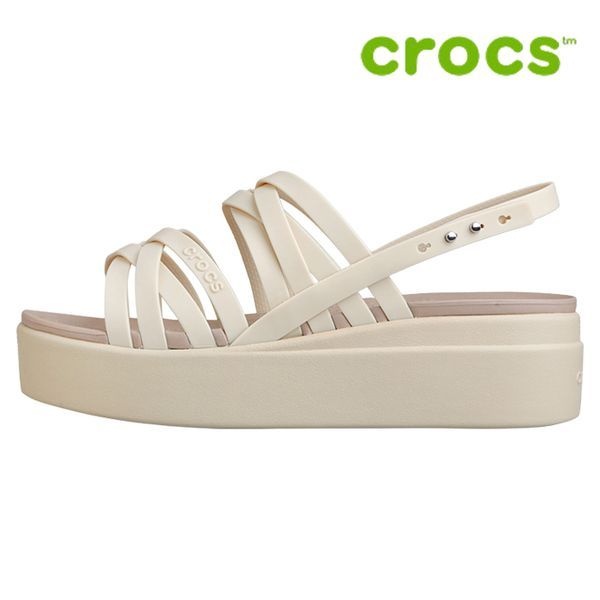 크록스 [하프클럽]크록스 웨지 샌들 /V1- 206751-2Y2 / 브루클린 스트래피 로우 웨지 우먼 본 베이