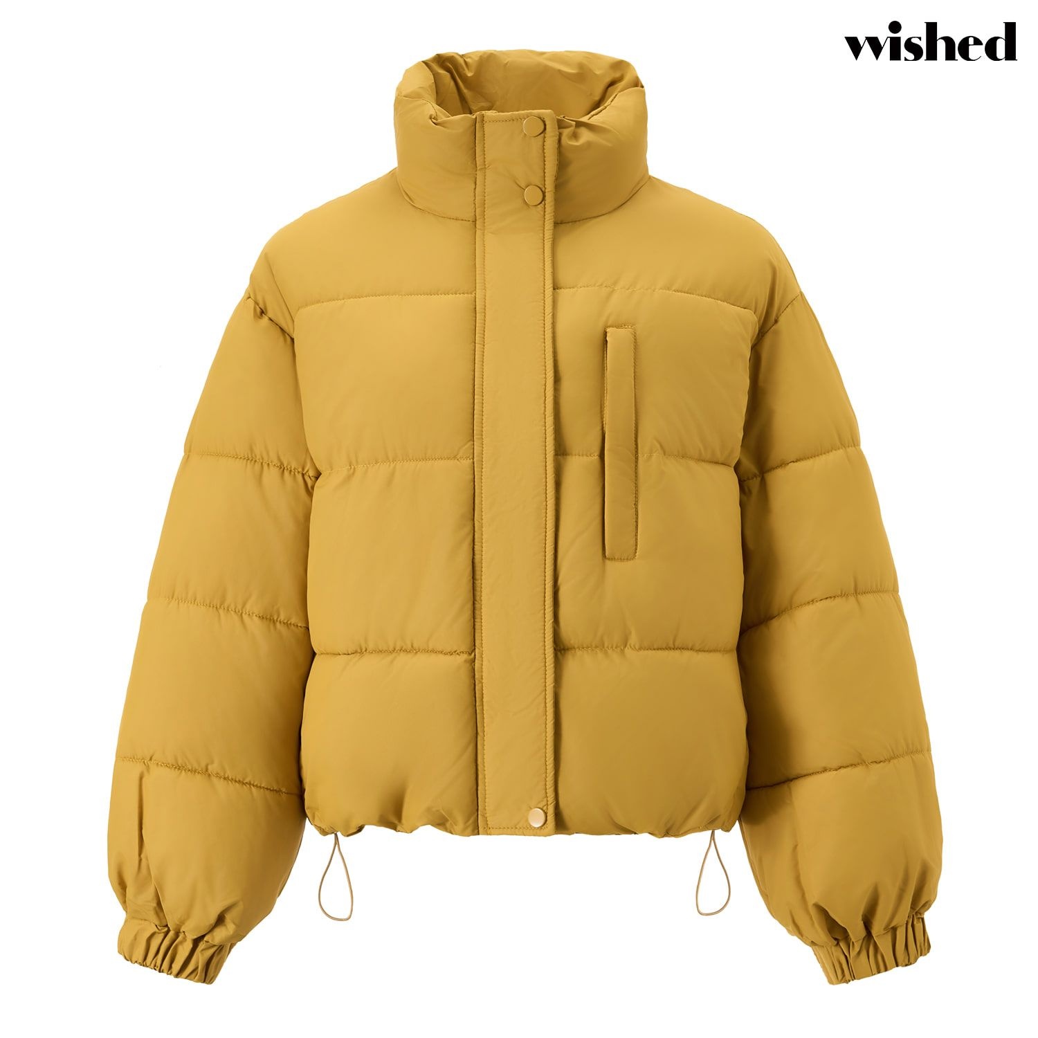 wished 데일리 하이넥 밑단 스트링 집업 패딩 점퍼 (WICDJP016)