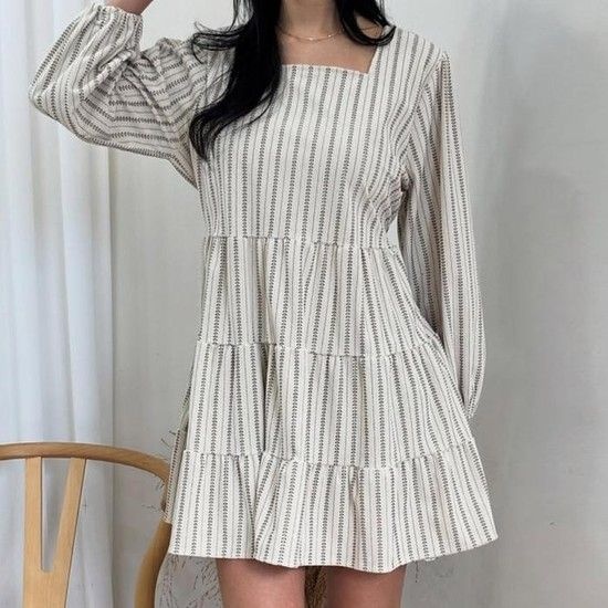 나야홍 빅사이즈 511 세로잎패턴주름원피스 DYPV672