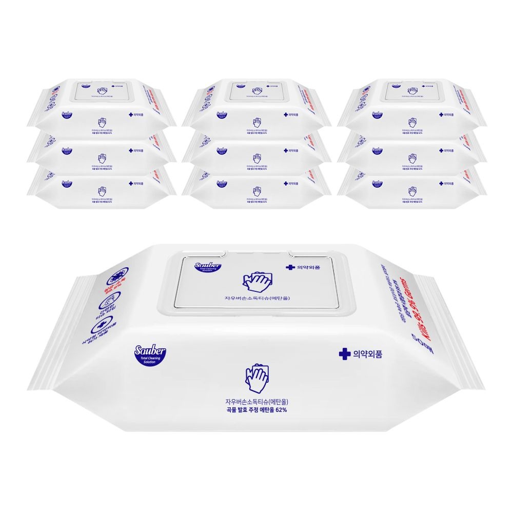 자우버 살균99.9 손소독티슈 50매입X10개