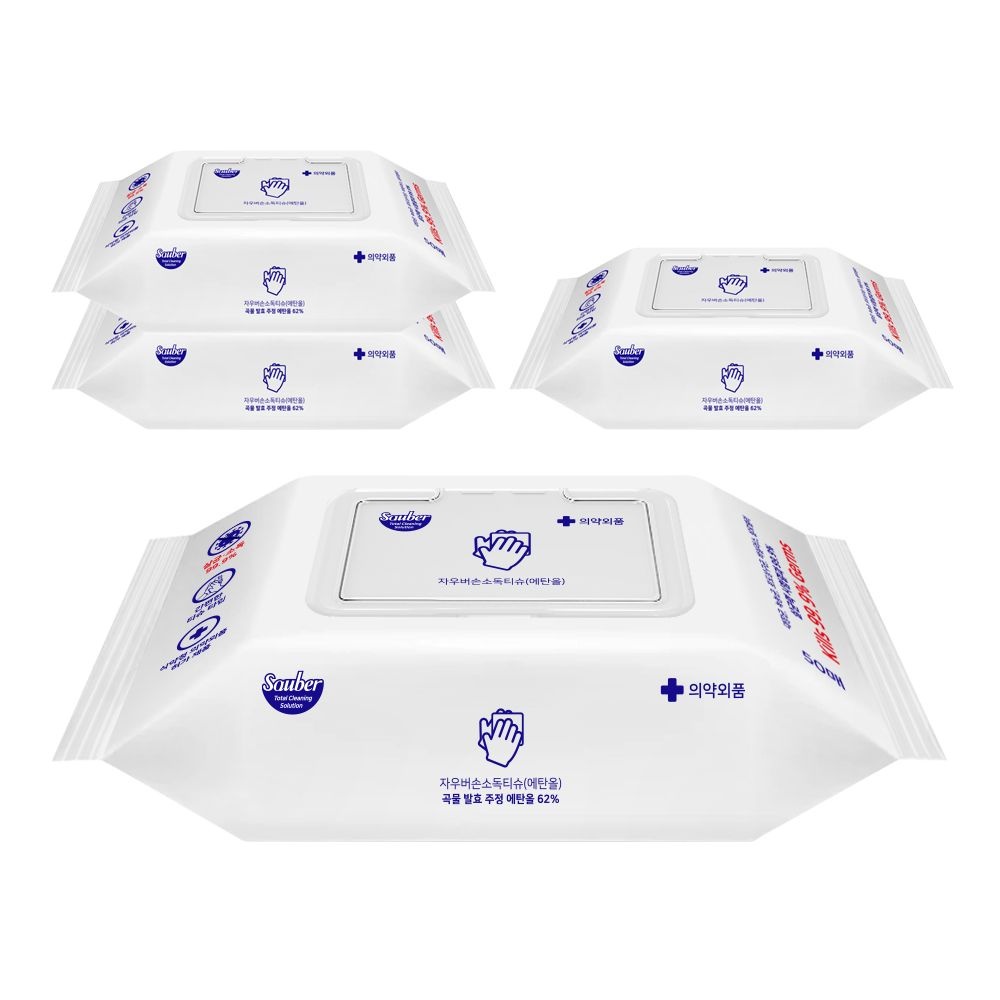 자우버 살균99.9 손소독티슈 50매입X4개