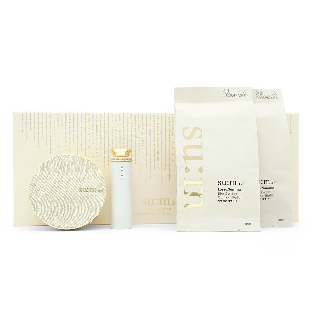 엘지생활건강 오휘 숨 37도 로시크숨마 엘릭서 골든 쿠션 1호 & 립스틱 기획 세트Y
