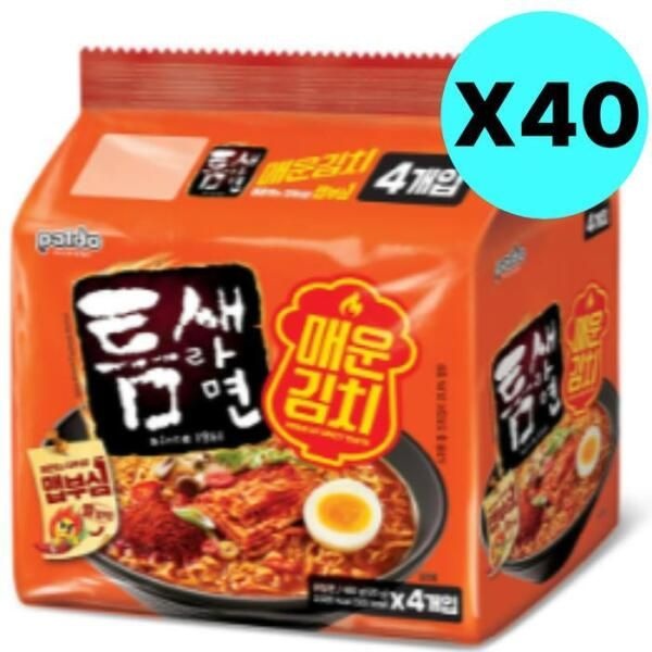 팔도 [셀러허브 식품] 팔도 틈새라면 매운 김치 봉지 라면 멀티 4입 X 40팩