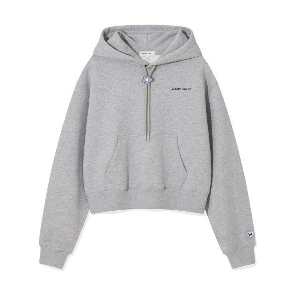 와키윌리 WACKY WILLY 우먼스 타이포 로고 크롭 후디 그레이 249006