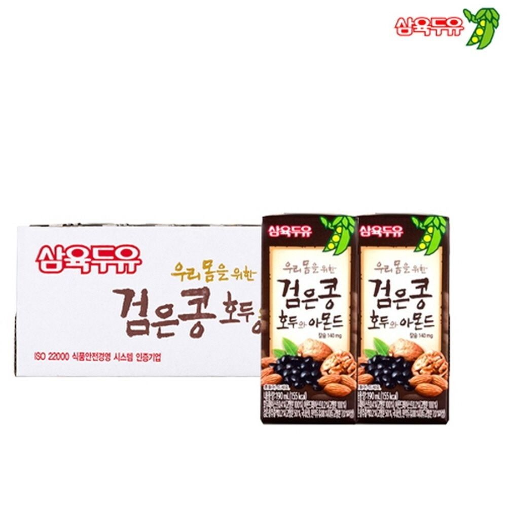 삼육식품 두유 검은콩 호두와 아몬드 190ml(155kcal) 24개입