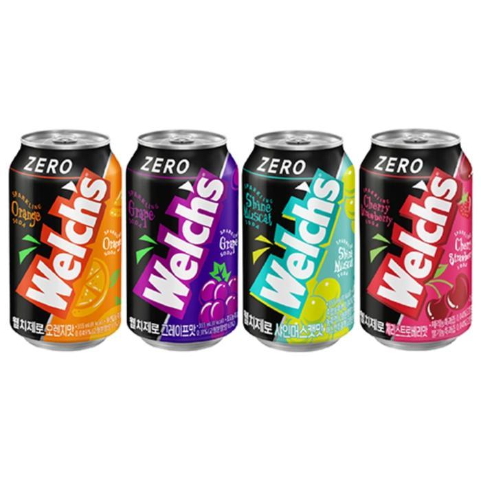 상세페이지참조 한번에먹자쇼핑몰 웰치 제로 355ml 4종 혼합 각 6캔 / 체리스트로베리맛+오렌지맛+포도맛+샤인머스캣맛