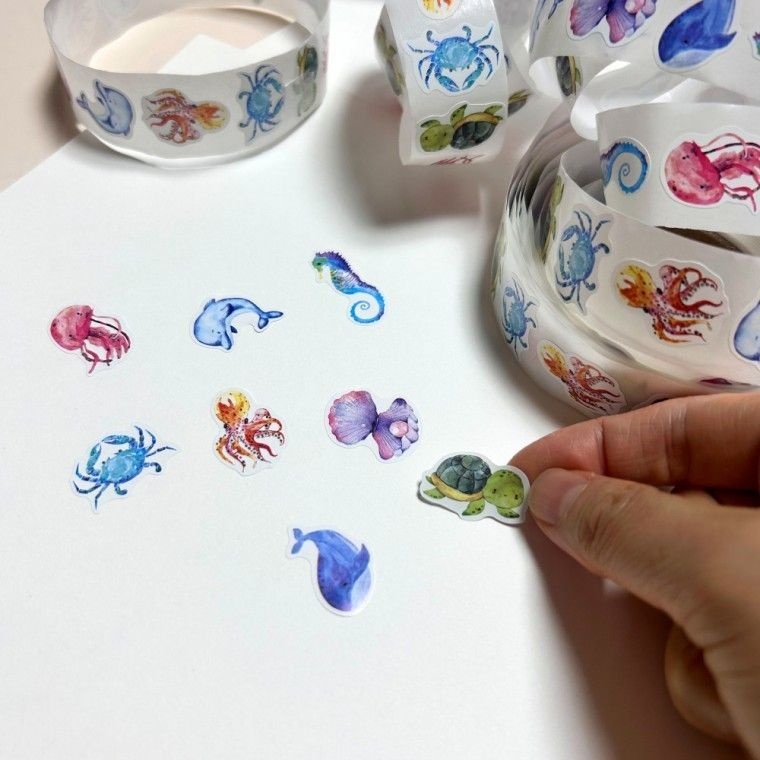 꾸미기 동화같은 해양장식 롤 다꾸 파스텔톤 바다 생물 스티커