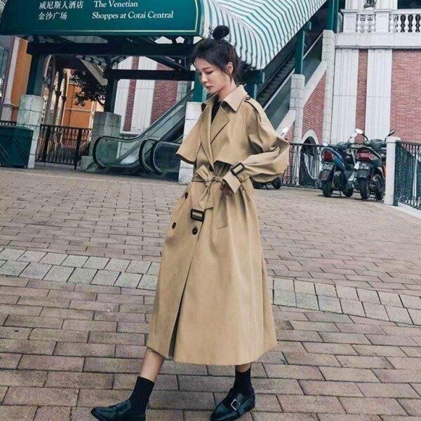 [모노무드] LMO 배색컬러 가을철 스테디 노멀 롱자켓와이드핏 트렌치코트 의류 우먼 기본템 가을아 우터 변환기