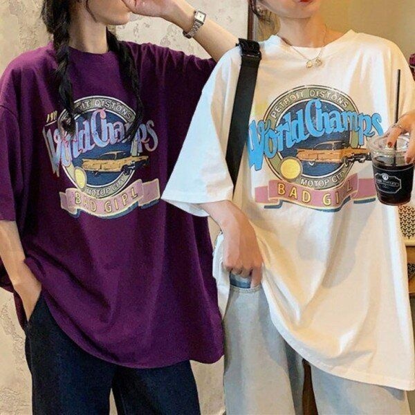 상세정보 별도표기 [모노무드] LMO 로고프린트 프린트 레이디스 썸머 라운드칼라 반소매 상의 블라우스 탑데일리룩 하프티 걸 일상