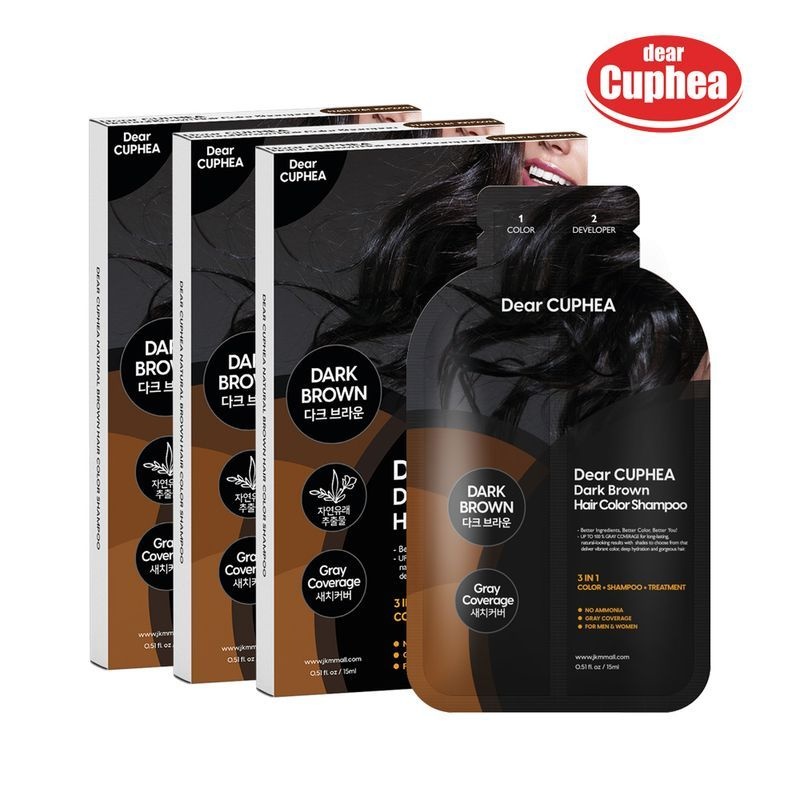 디어 쿠페아 다크 브라운 3in1 헤어 컬러 샴푸 간편 염색약 x3개