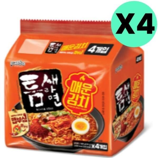 팔도 [셀러허브 식품] 팔도 틈새라면 매운김치 봉지라면 멀티 4입 X4팩 해장