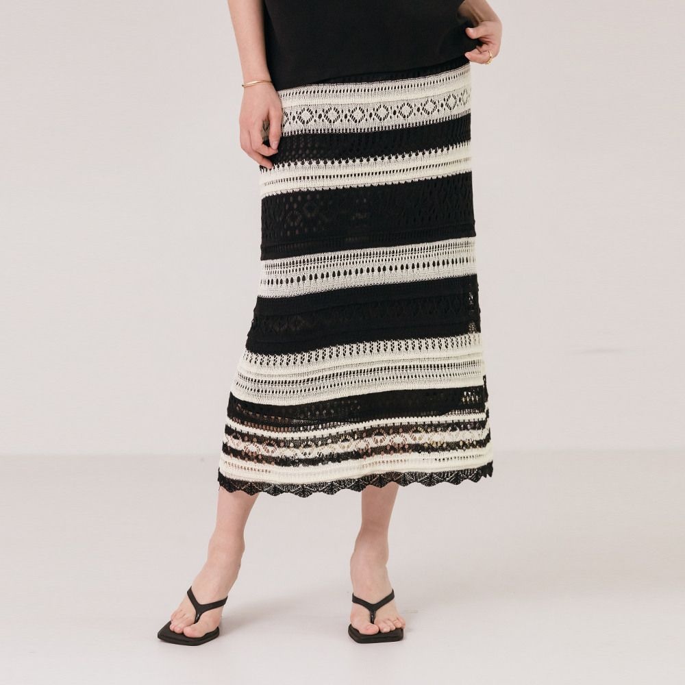 [막스까르띠지오]크로쉐 H라인 밴딩 니트 스커트 476130