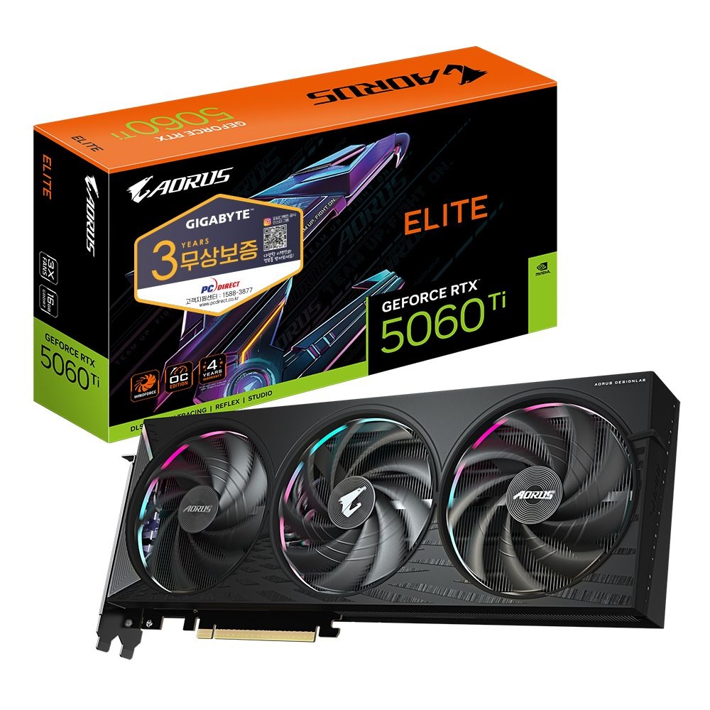 상품상세참조 기가바이트 GIGABYTE AORUS 지포스 RTX 5060 Ti ELITE D7 16GB