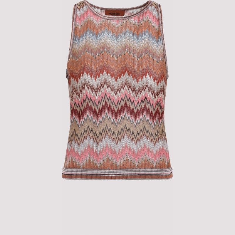 미쏘니 지그재그 패턴 라운드넥 슬리브리스 탑 DS26SK0J BR014T SM9Y1