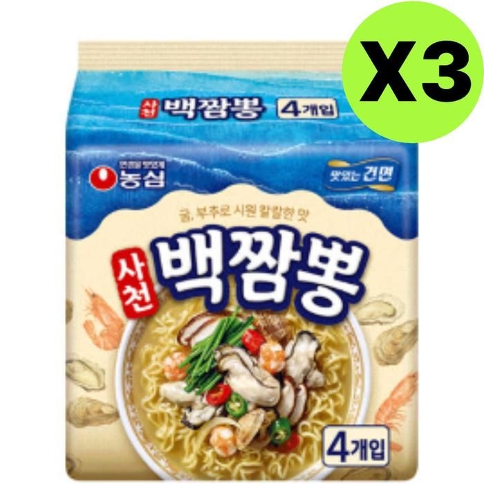 농심 농심 사천 백짬뽕 굴 짬뽕 봉지 라면 멀티 4개입 X 3