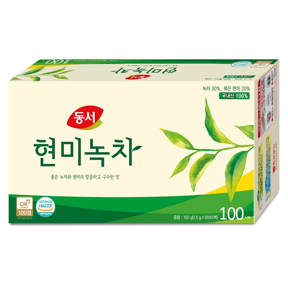 동서식품 동서 현미녹차 티백, 1.5g, 100개