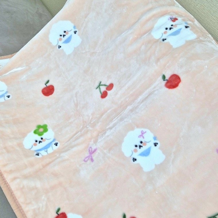 [harryjp]체리 댕댕이 살구색 고급 극세사 무릎담요 100X130cm 겨울 이불 블랭킷