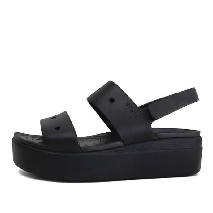 크록스 브루클린 포유 로우 웨지 힐 여성 통굽 샌들 슬리퍼 블랙 (210676-001)