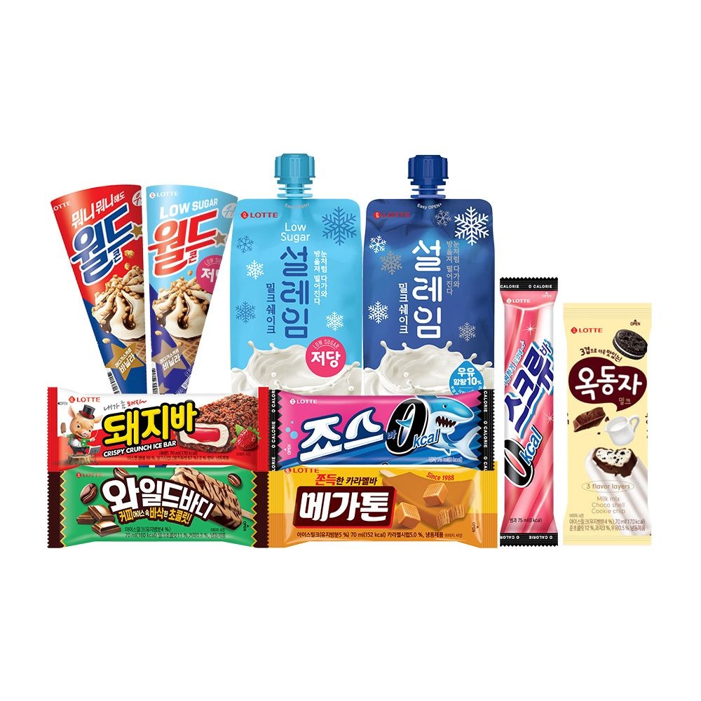 [롯데웰푸드]인기 아이스크림 콘 파우치 12개+바 20개 혼합구성 월드콘/설레임/메가톤바/옥동자/와일드바디 등 : 롯데ON