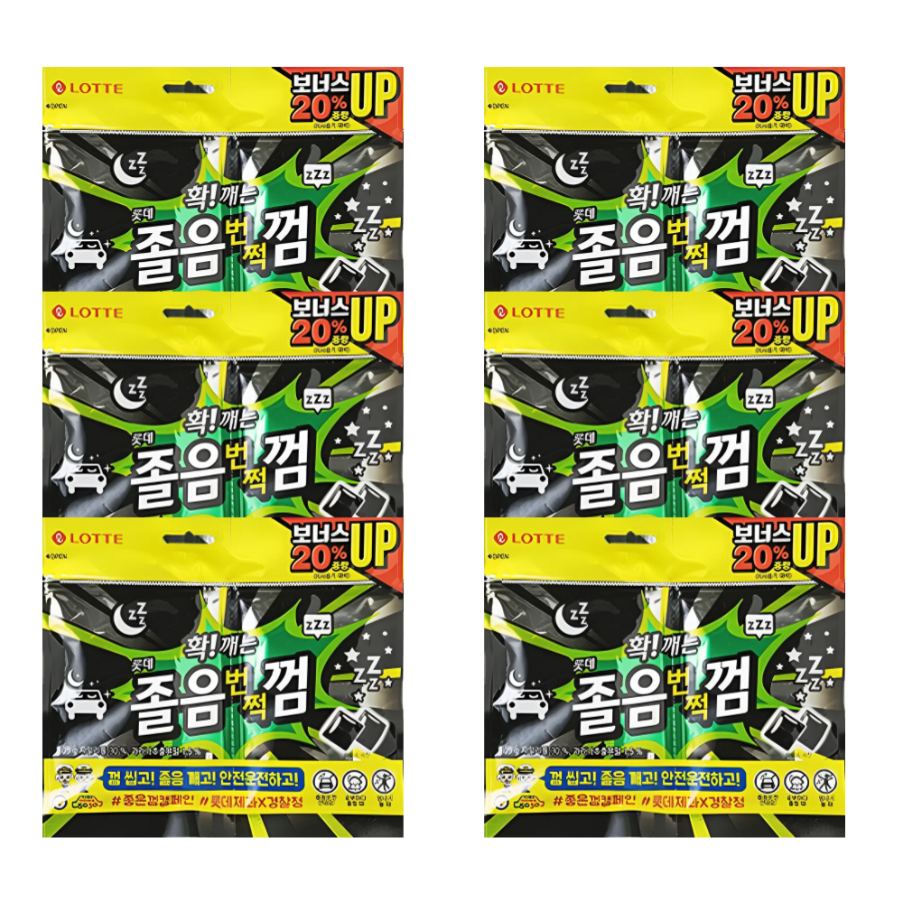 롯데제과(주) 롯데리아 롯데 졸음 번쩍 껌 트윈 리필 105g x 6개